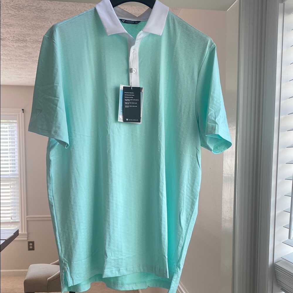 🏌️⛳️Levelwear Range Golf Polo, Beachglass & White, Large